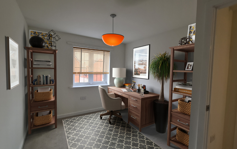 Image is of an organised office for remote working at home 