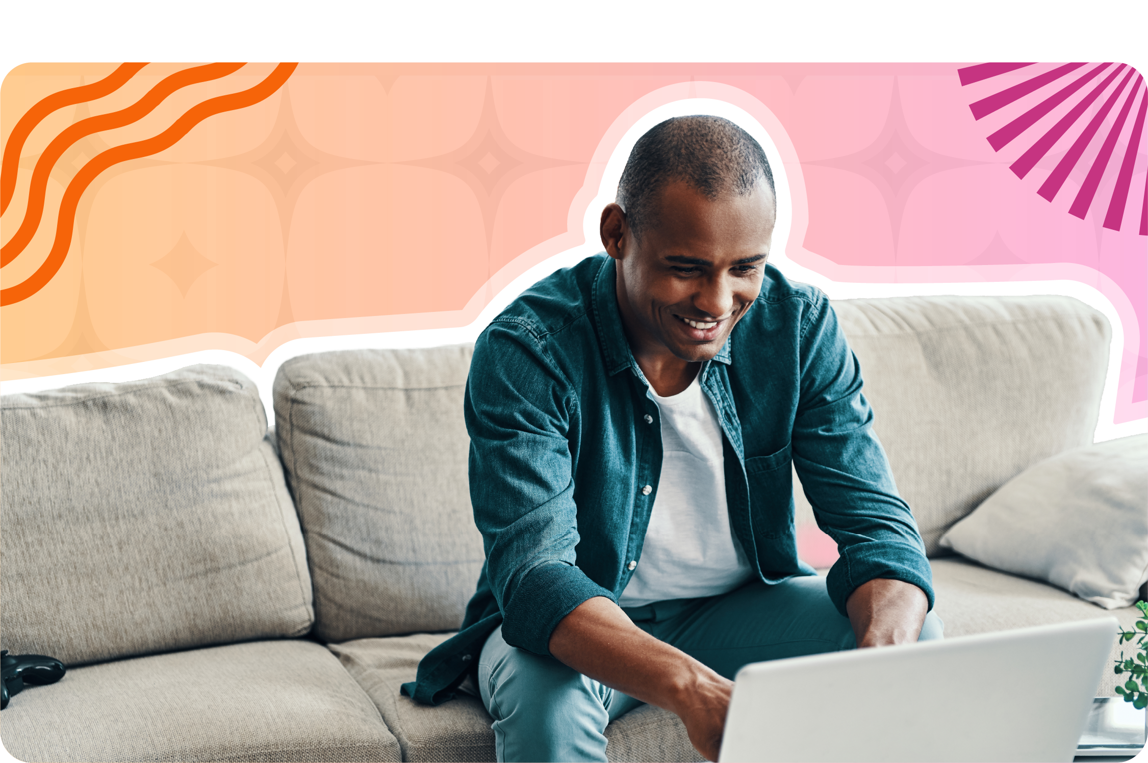 Man on sofa with laptop