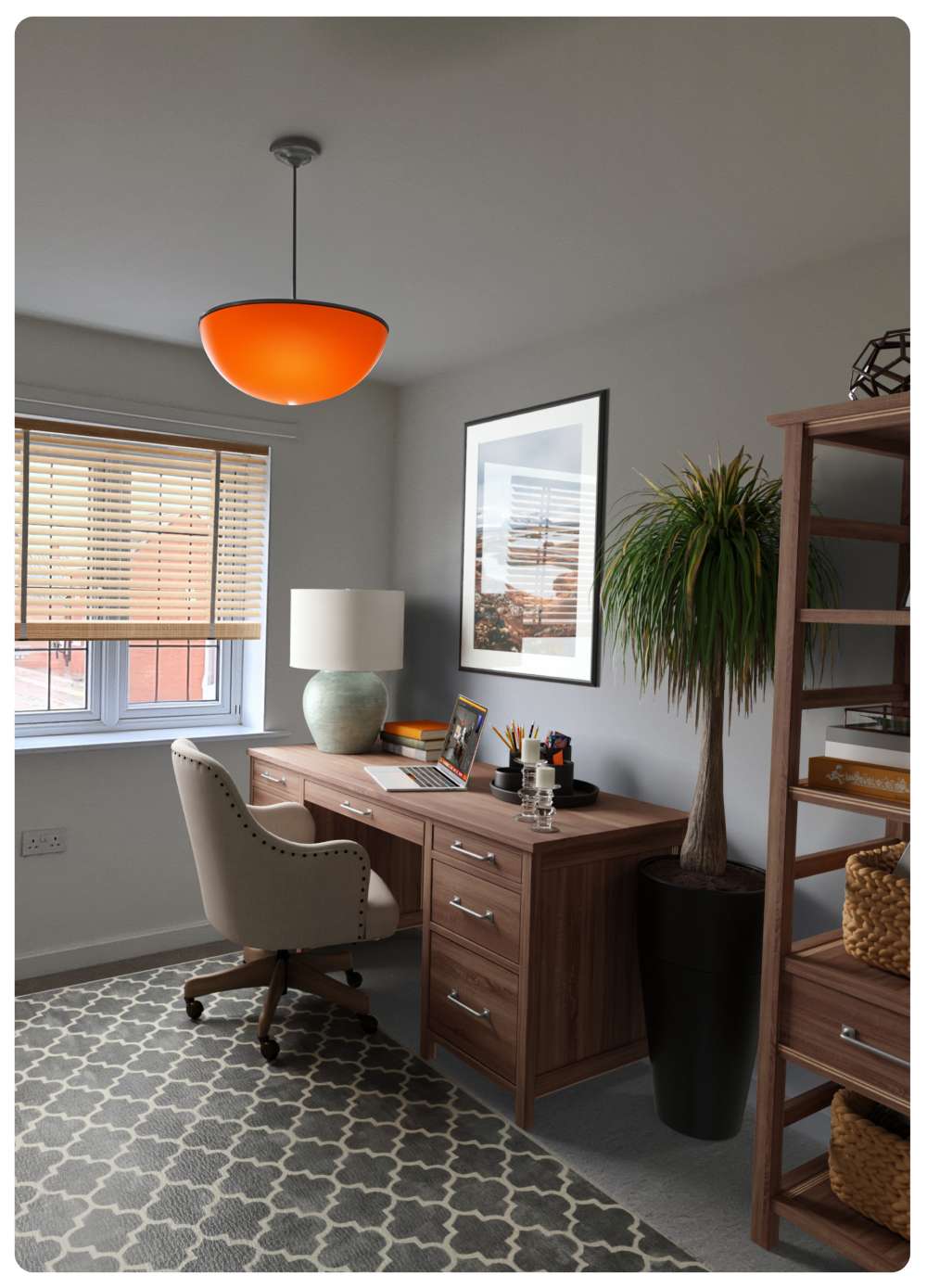 Image is of an organised office for remote working at home 