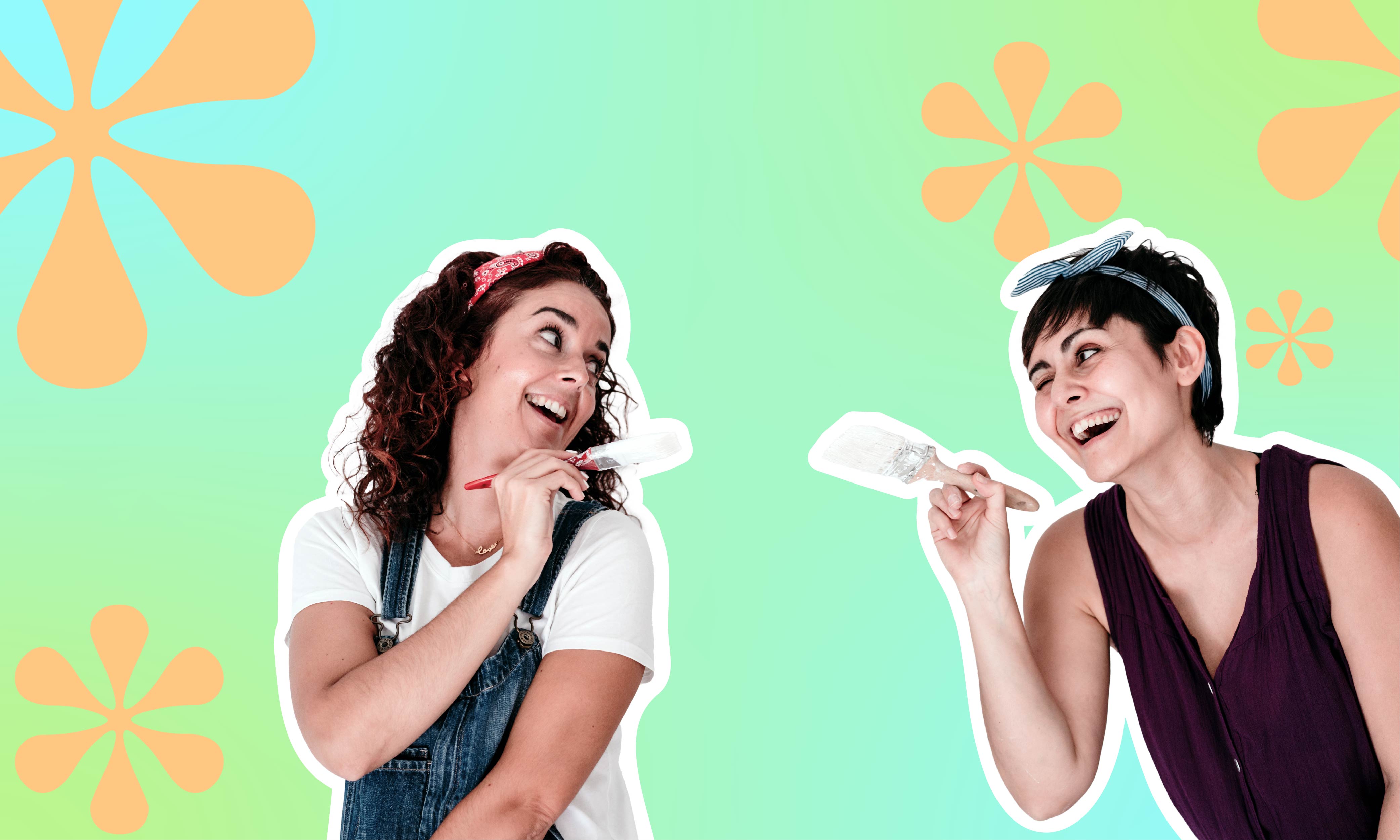 Smiling people with paintbrushes 